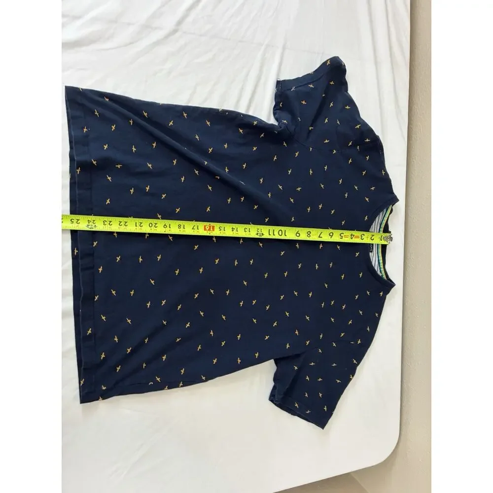 Santa Monica Denim & Flower Ricky Singh Navy Bird Print T-shirt Large